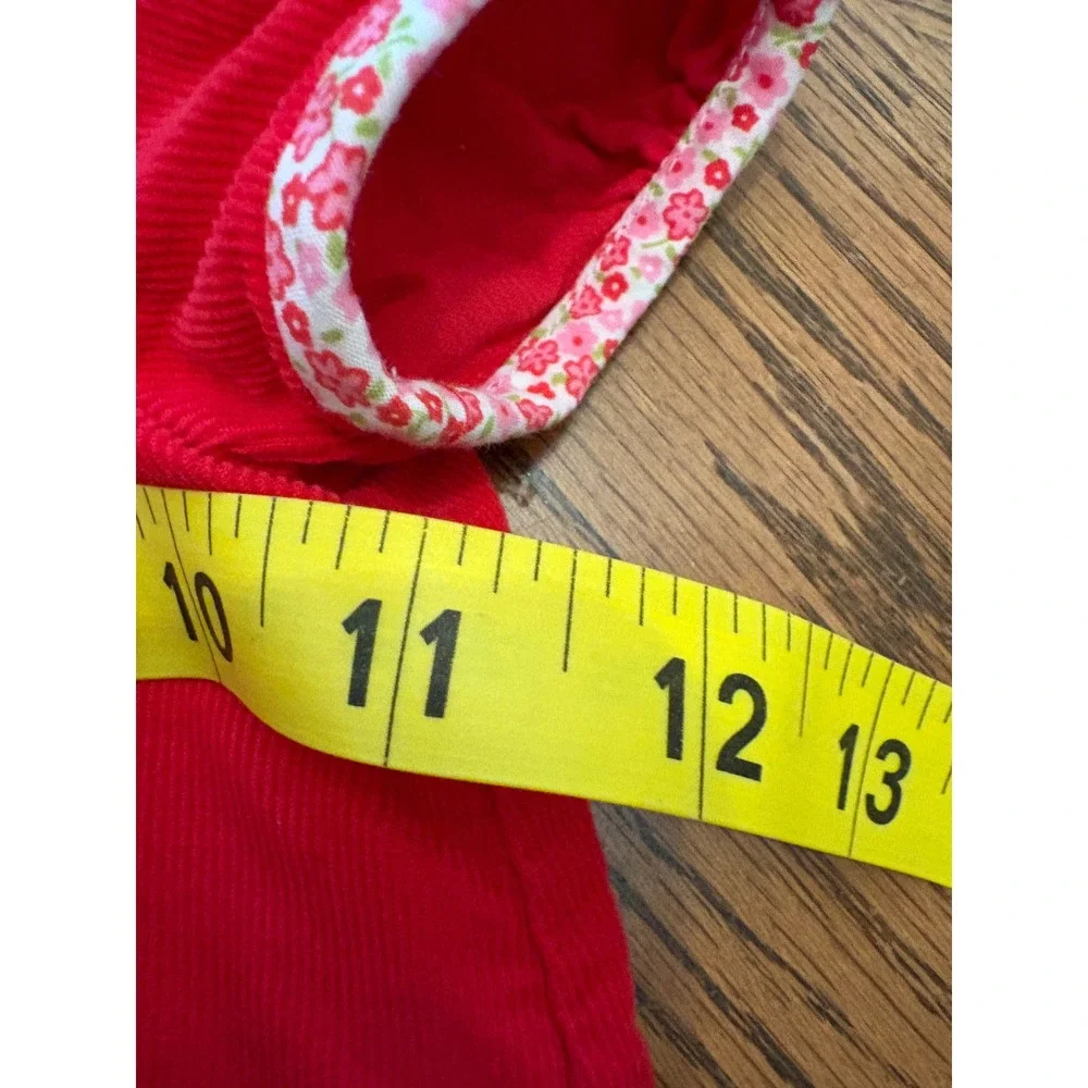 Claire & Charlie Red Corduroy Floral Trim Baby Girl Dress 24M Holiday Peter Pan